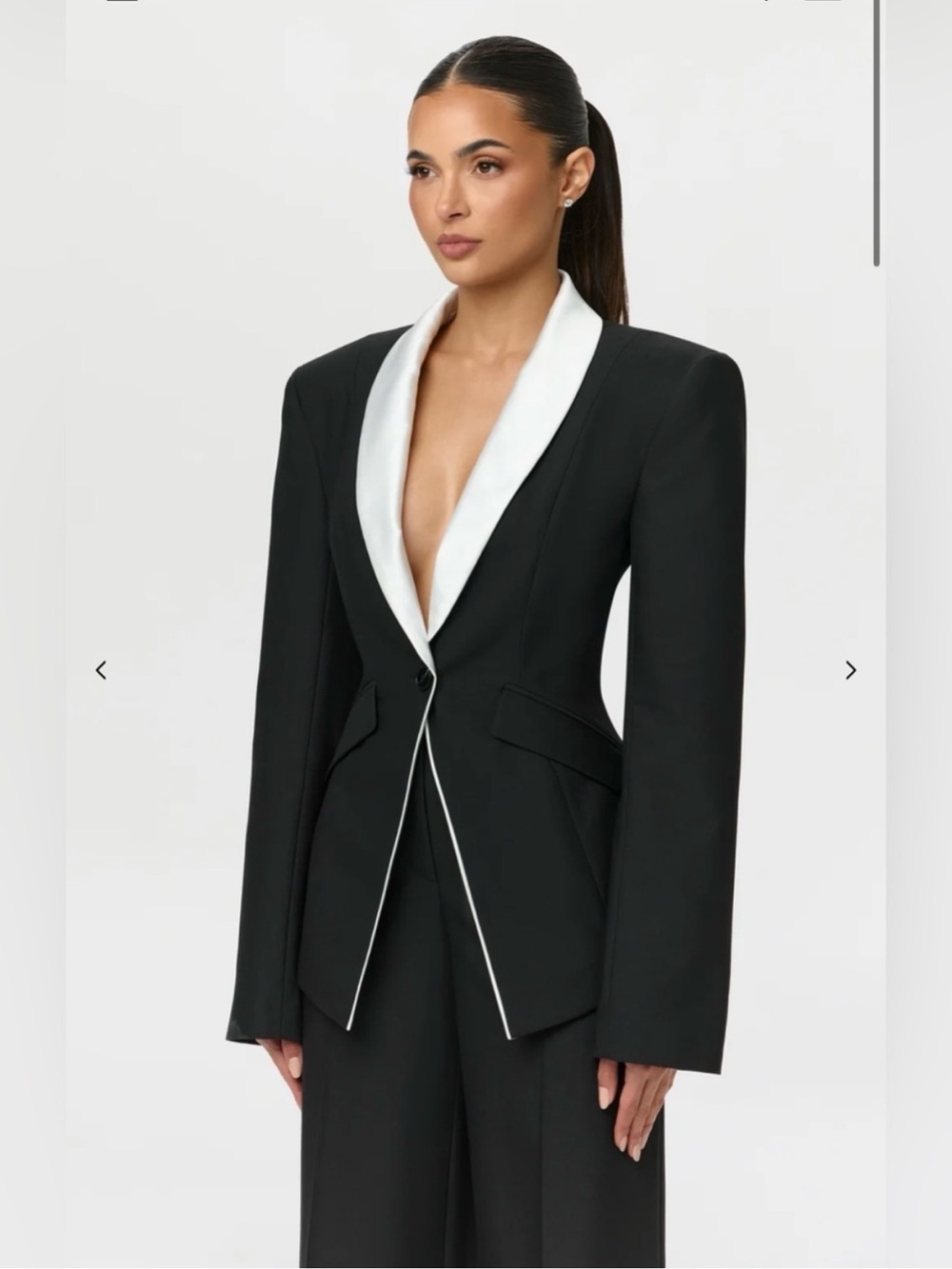 Naked Wardrobe Suiting Jacket With Shawl Collar Black/White